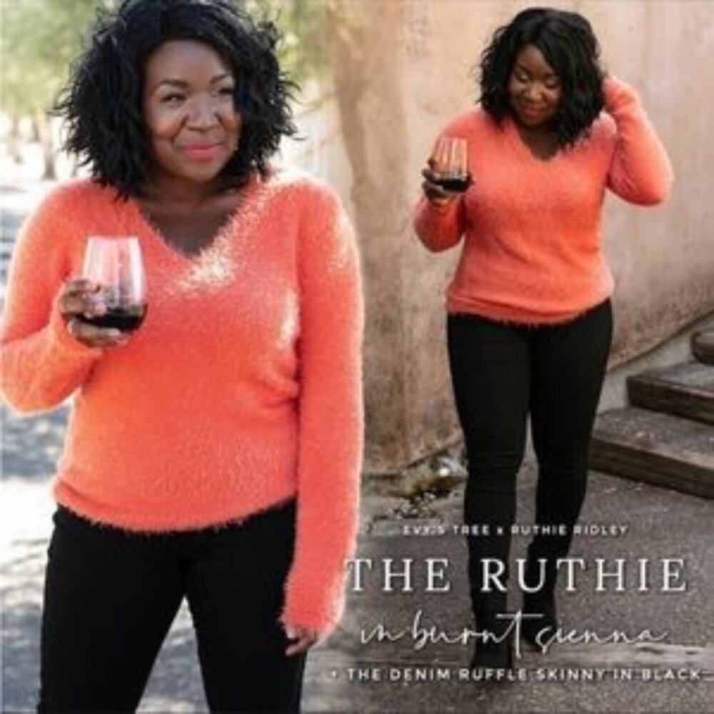 Evy's Tree The Ruthie Orange Eyelash Sweater